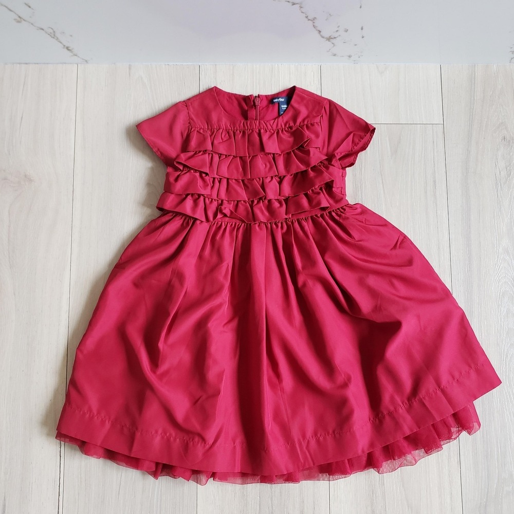 babyGap Holiday Dress Girls 4T Red Ruffle Tiered Party Festive Christmas Gown